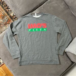 Imo's Pizza Crewneck Sweatshirt Large Employee Gray St Louis Style Imos